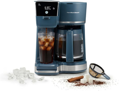 2-way hot iced single serve coffee maker with glass carafe