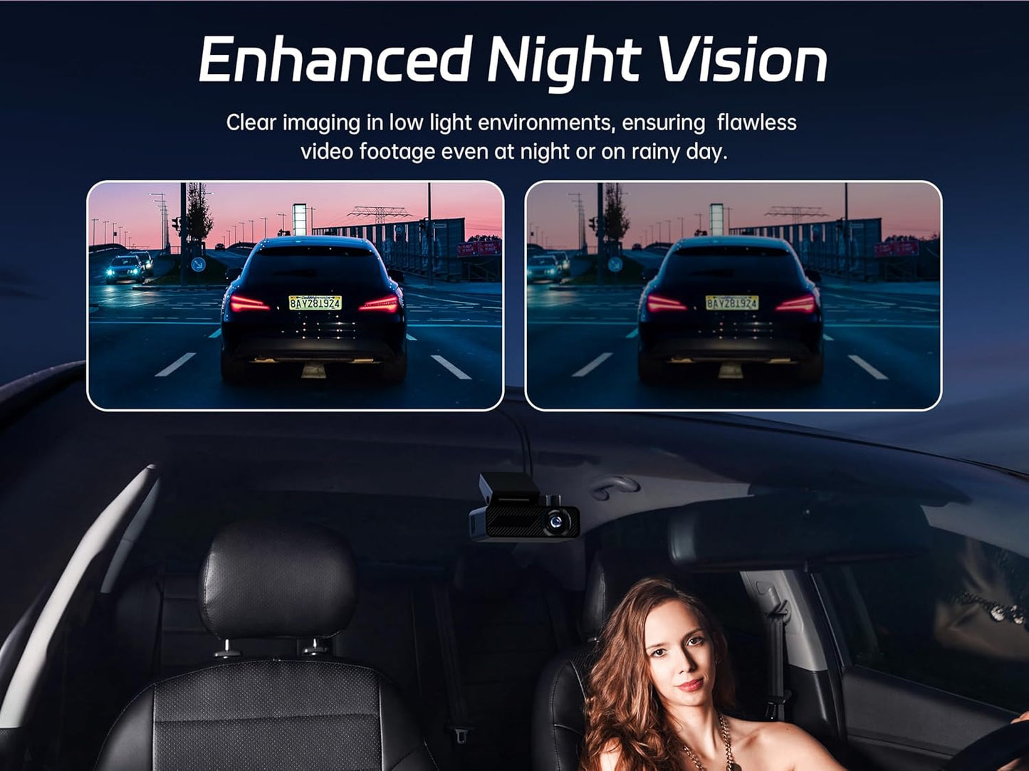4K Dash Cam Front and Rear for Cars WiFi 64GB encalife