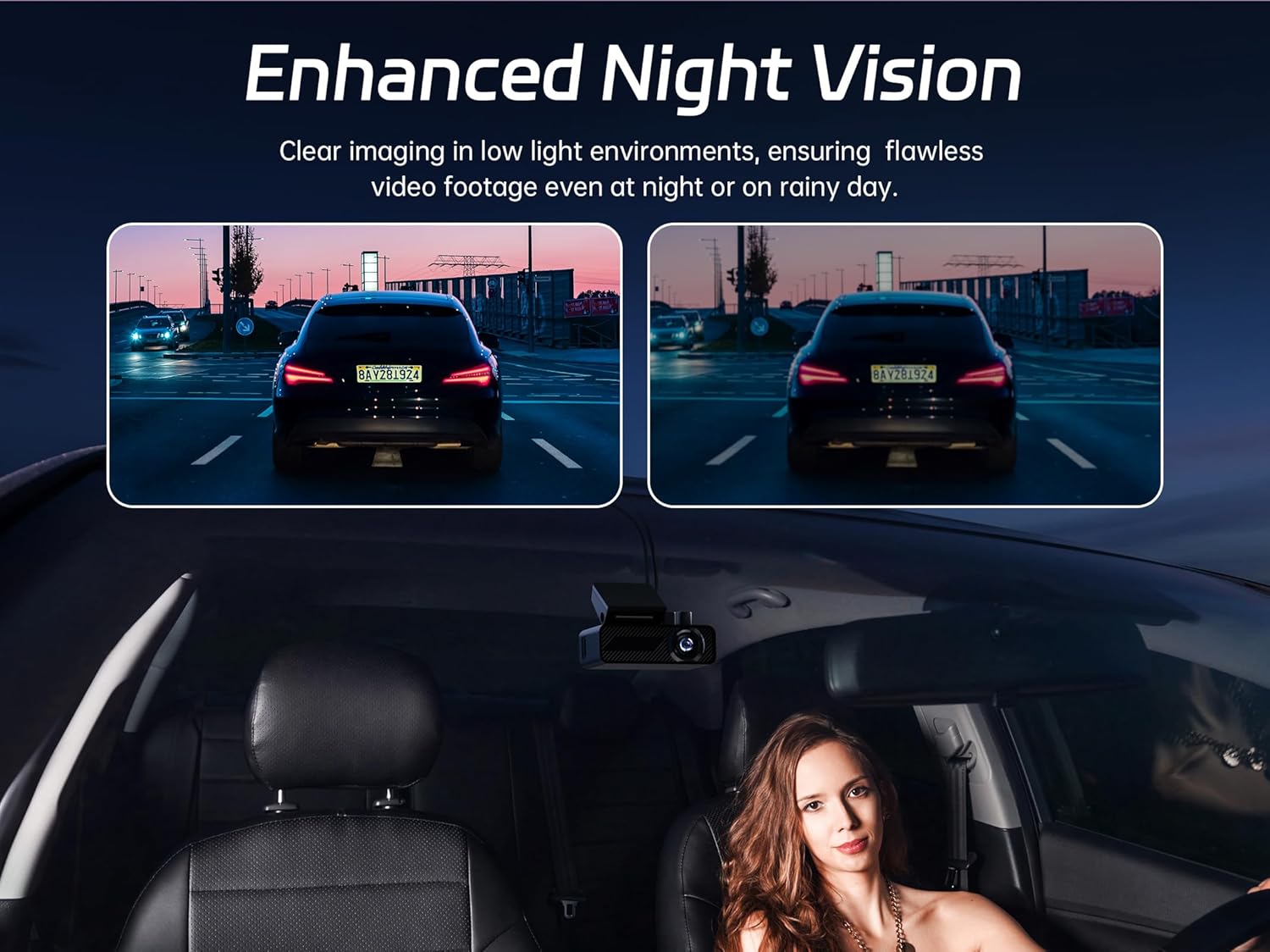 4K Dash Cam Front and Rear for Cars WiFi 64GB encalife