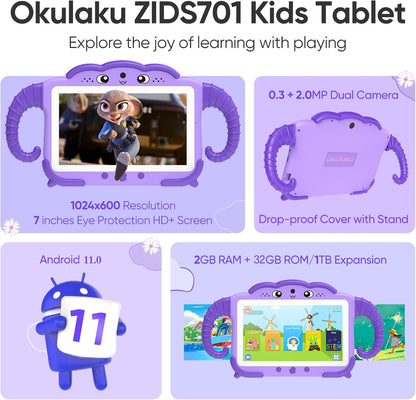Okulaku 7” Kids Tablet I Toddler Learning Tablet encalife