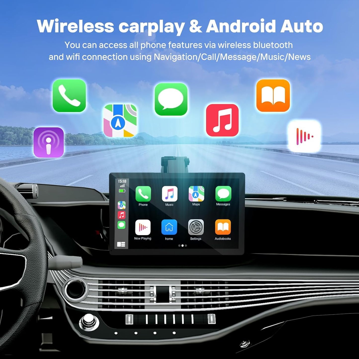 9 Inch Wireless Carplay Screen With Backup Camera encalife
