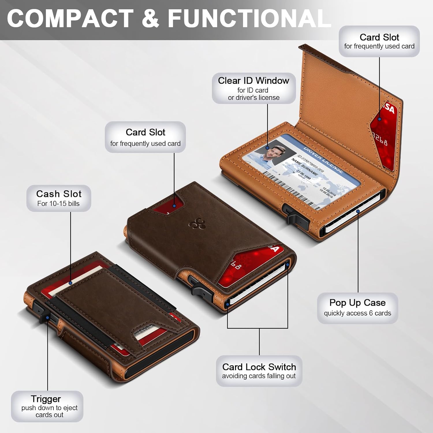 Slim Wallets for Men I Pop-Up Card Holder encalife