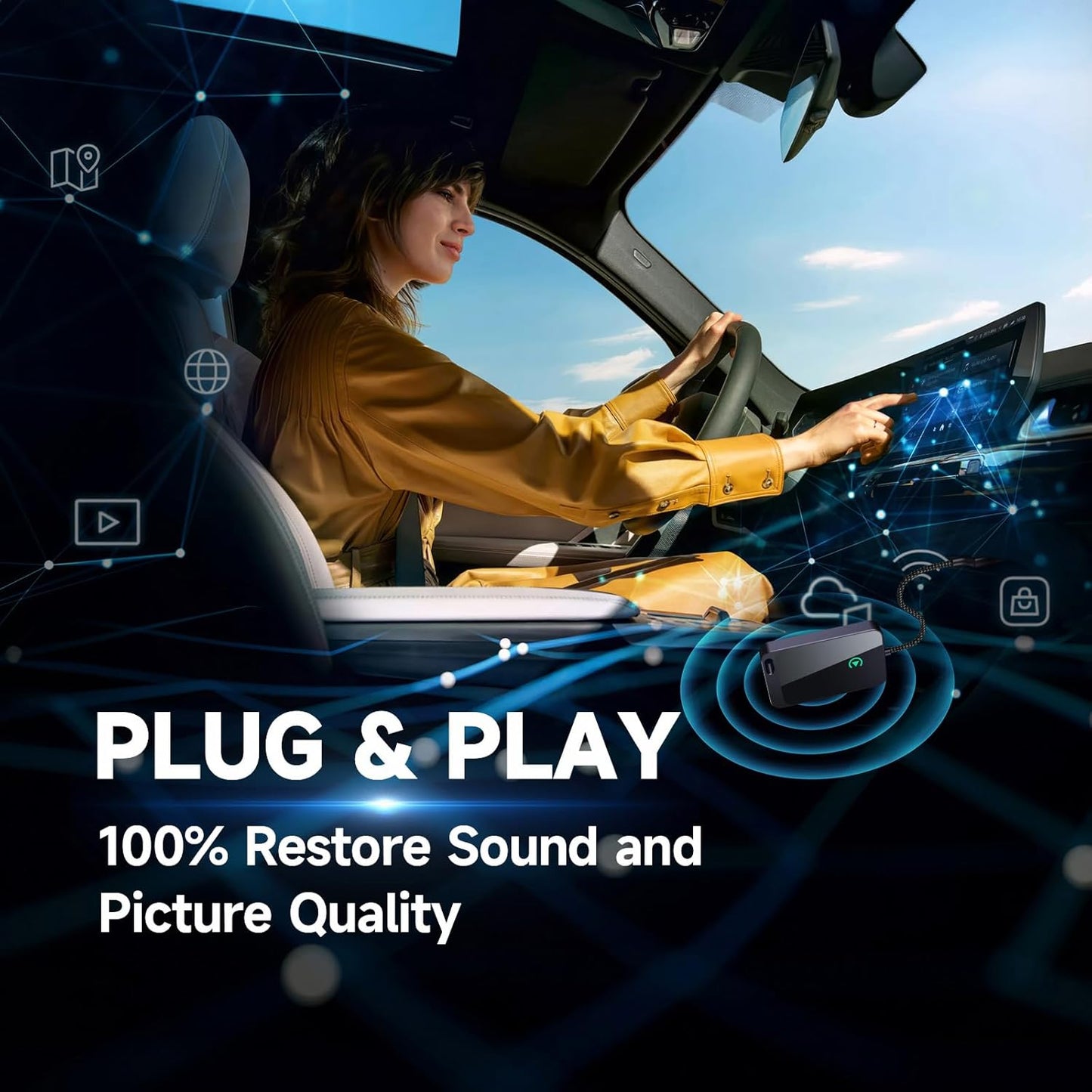 Wireless CarPlay Adapter | No Lag Apple CarPlay Dongle Plug & Play encalife