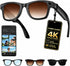 AI POV camera smart glasses with 4K recording and interchangeable lenses