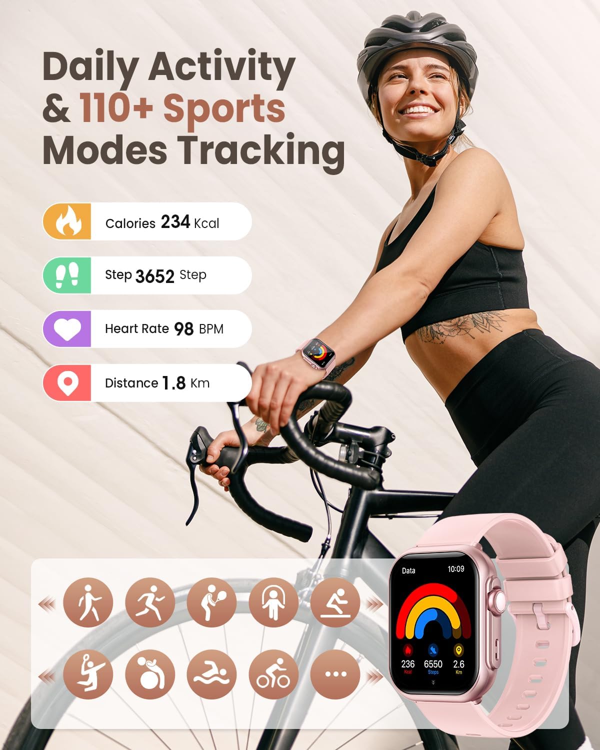 Smart Watch for Women with Calling, 1.83” HD Fitness Tracker