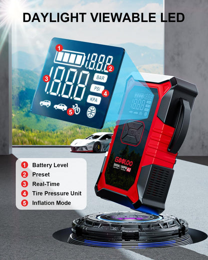 GOOLOO A3 Jump Starter Tire Inflator Kit encalife