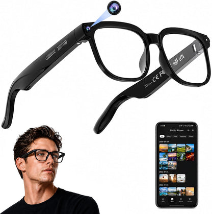 AI smart glasses with camera, Bluetooth audio and translation features