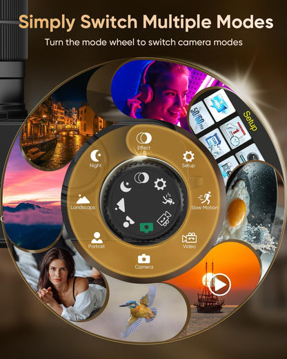 4K Digital Camera I 64MP Vlogging &amp; Travel Camera with Flip Screen encalife