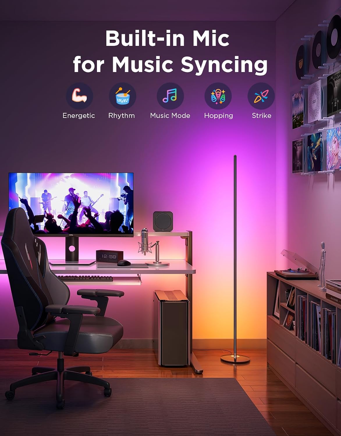 Smart RGBIC Corner Floor Lamp With Music Sync encalife