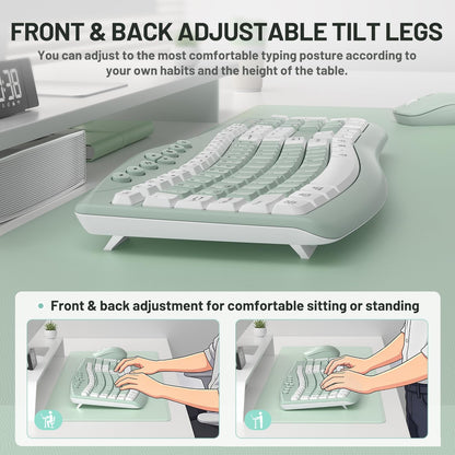 Wireless Keyboard Mouse Combo Ergonomic Gaming encalife