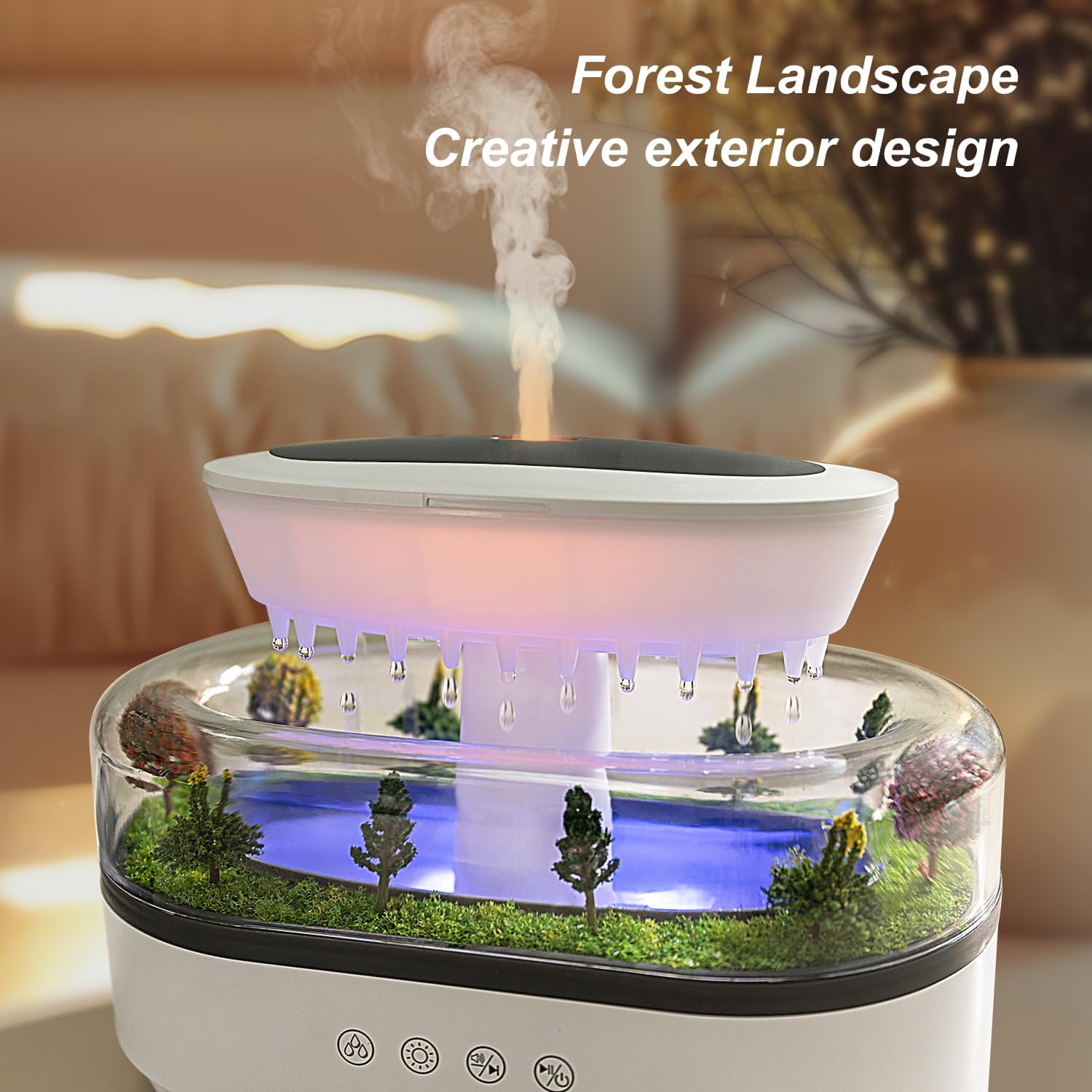 Rain Cloud Diffuser With LED Mist Sounds encalife