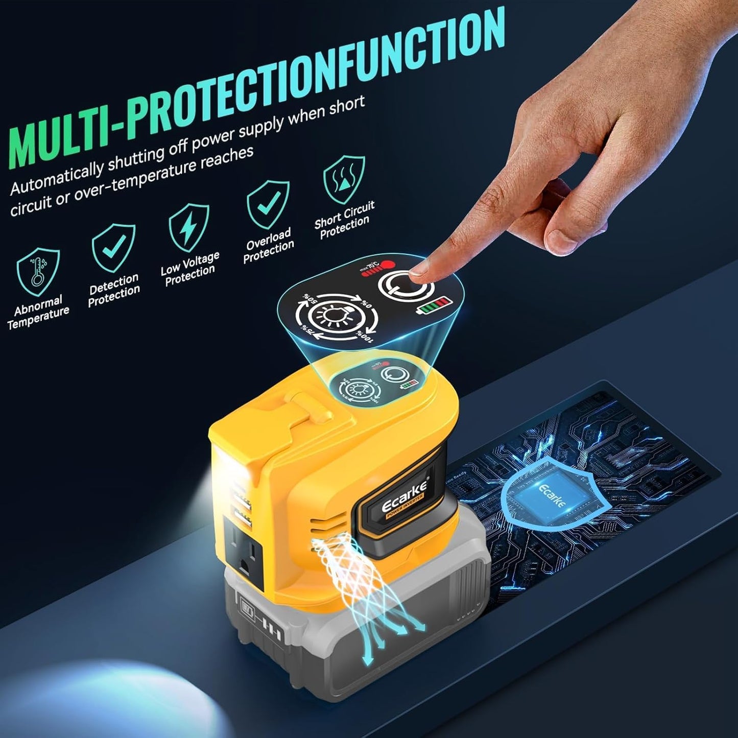 200W Power Inverter DeWalt Battery Portable encalife