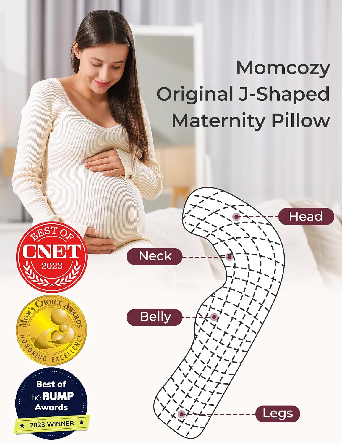 Side Sleeper J Shape Body Pillow encalife