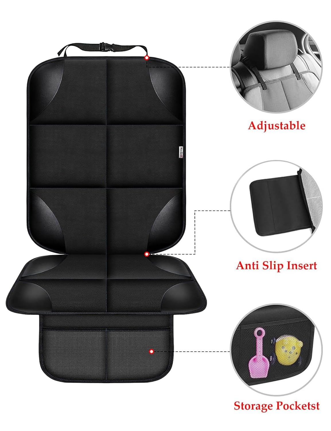 Waterproof Child Car Seat Protector 2 Pack Black encalife
