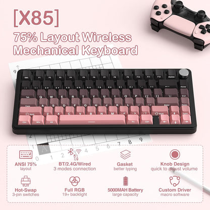 Gaming Mechanical Keyboard Wireless RGB Hot Swappable encalife