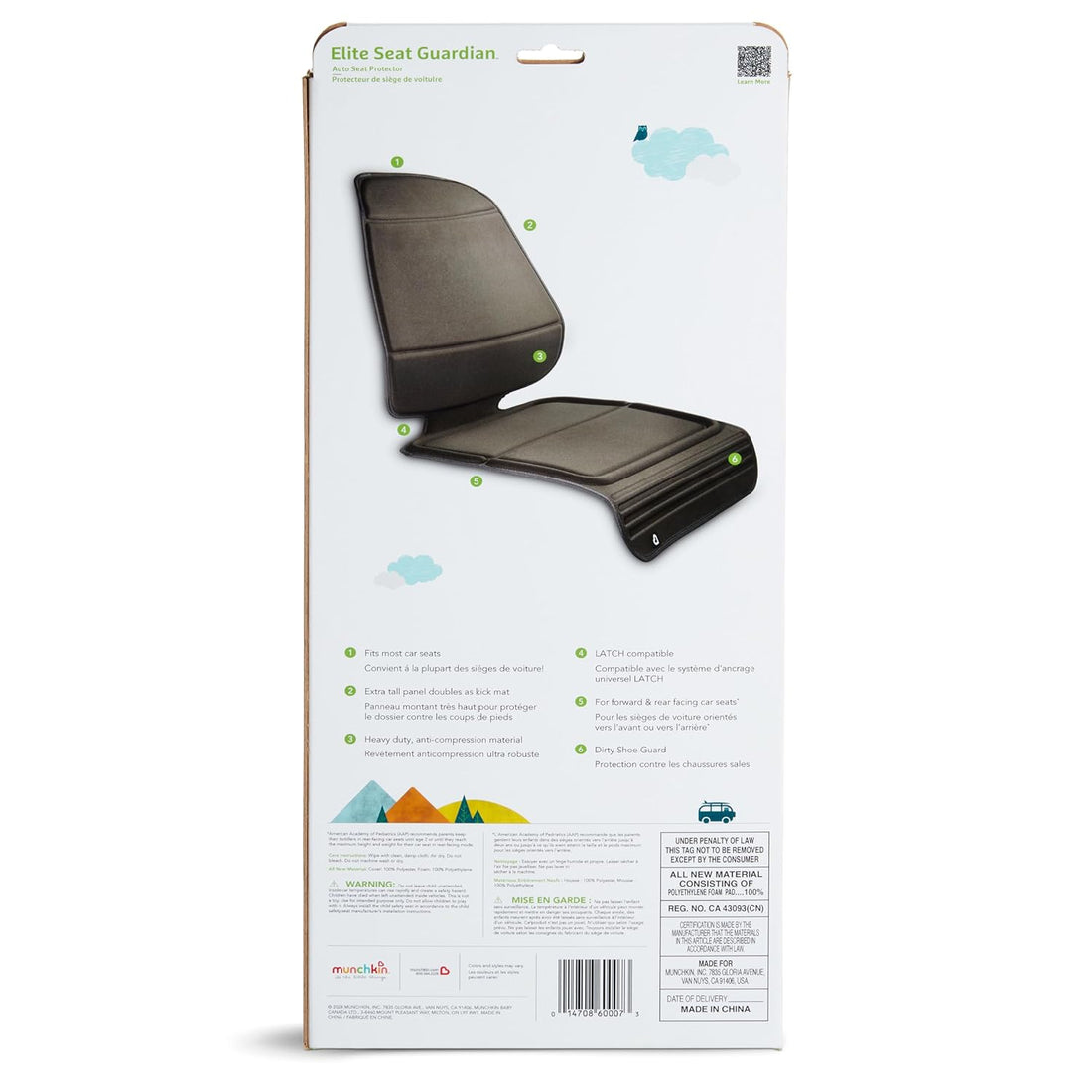 Car Seat Protector for Baby Toddler Dark Grey encalife