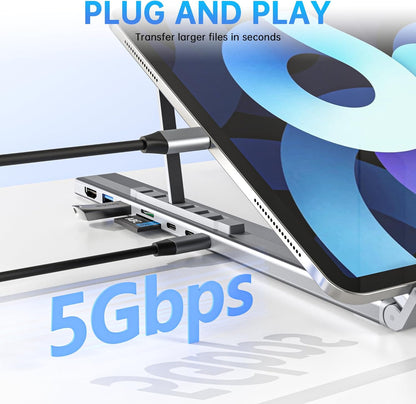 8-in-1 USB-C Laptop Stand Docking Station Hub encalife
