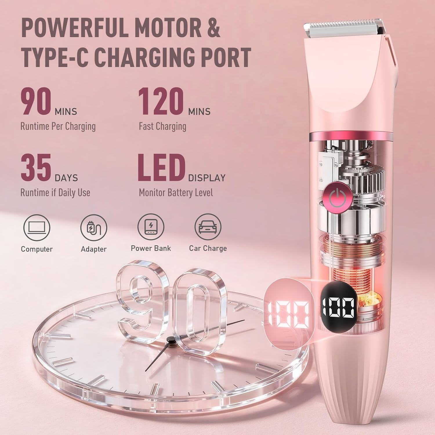 Waterproof Electric Razor Women Bikini Trimmer Set encalife