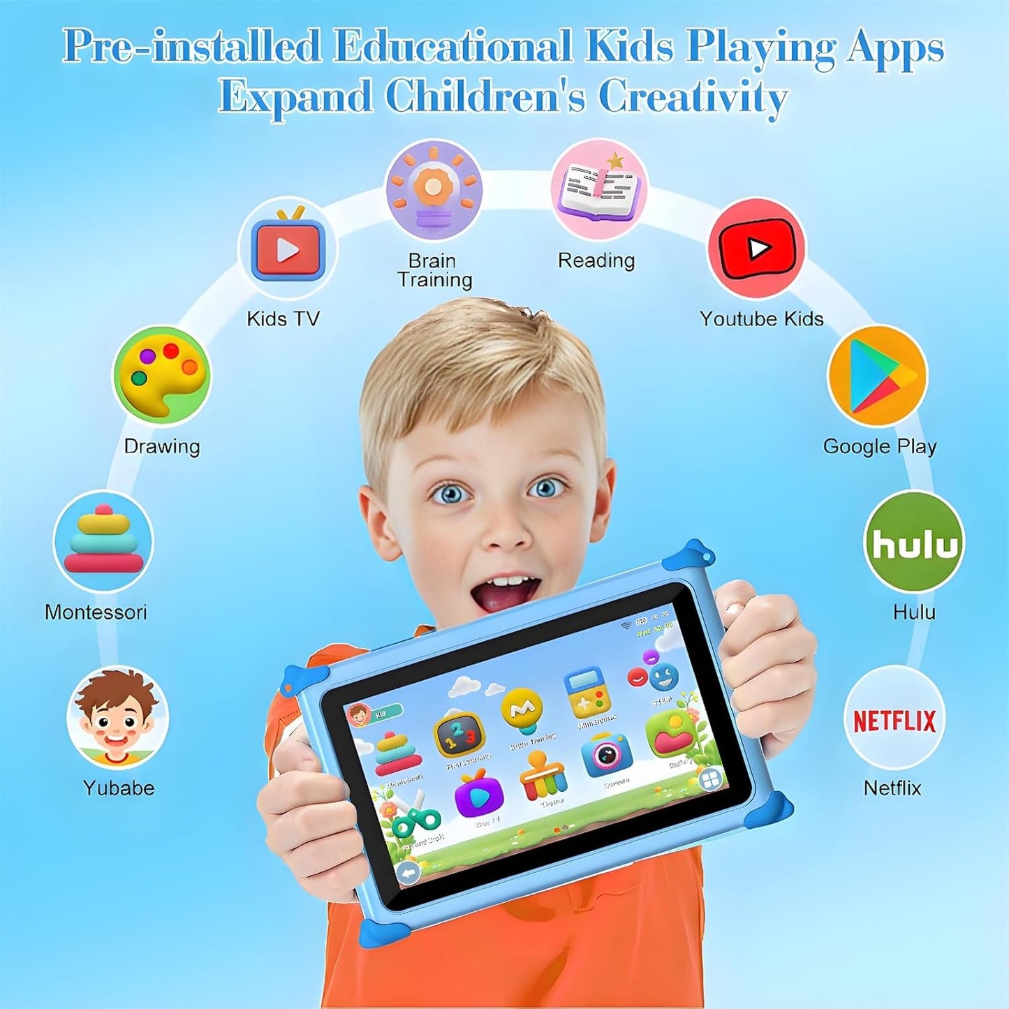 Android 7 Inch Tablet for Kid with Case encalife