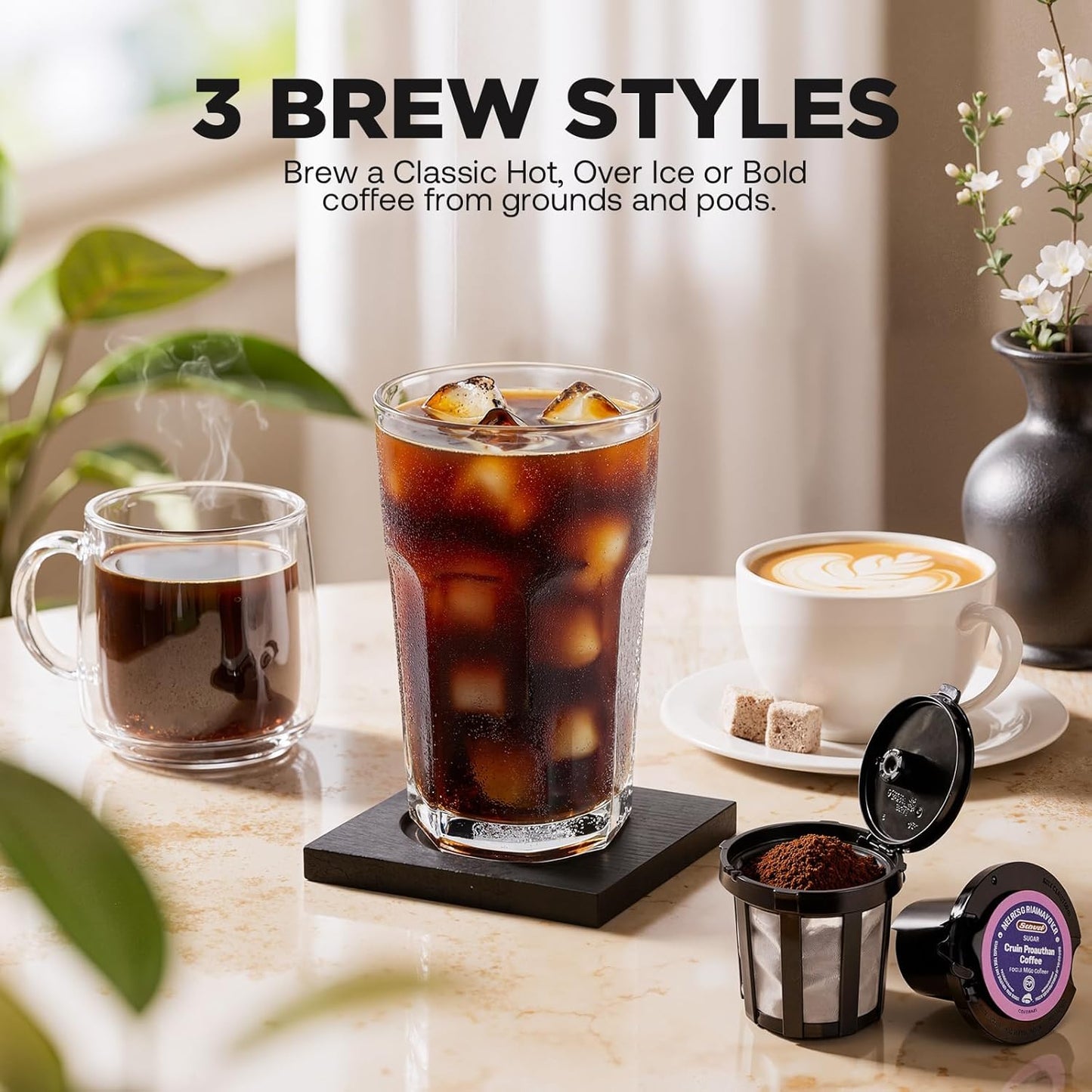 Single Serve Coffee Maker K-Cup Iced Hot Compact Travel Mug encalife