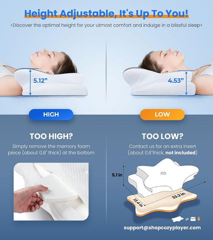 Side Sleeper Cervical Memory Foam Pillow encalife