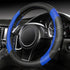 Premium microfiber leather steering wheel cover installed on car interior