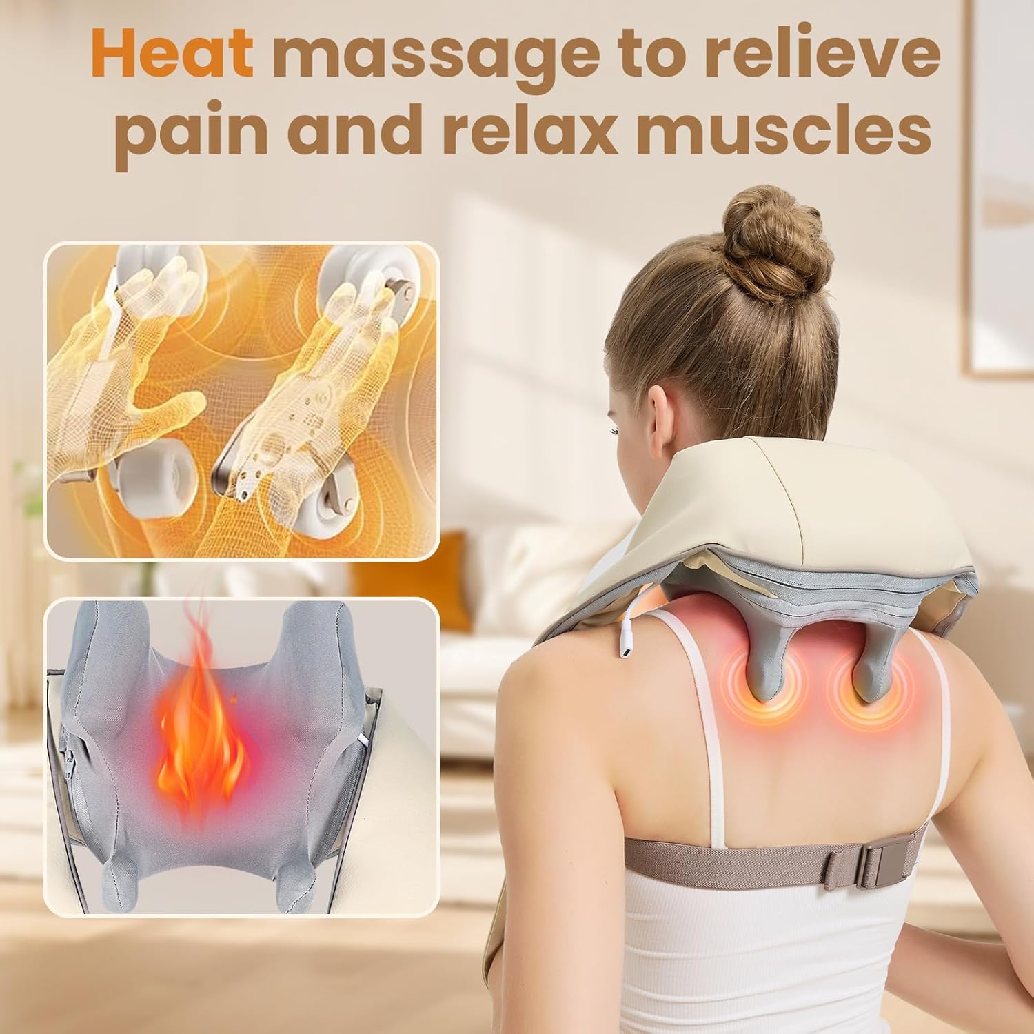 Neck Massager with Heat I 4D Wireless encalife