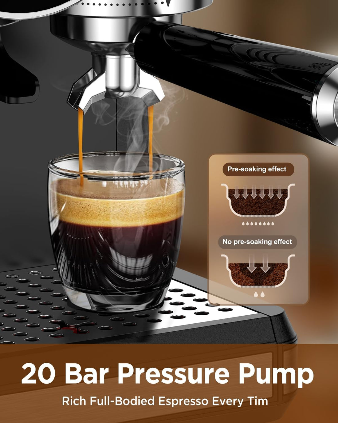20 Bar Espresso Machine with Grinder &amp; Milk Frother encalife