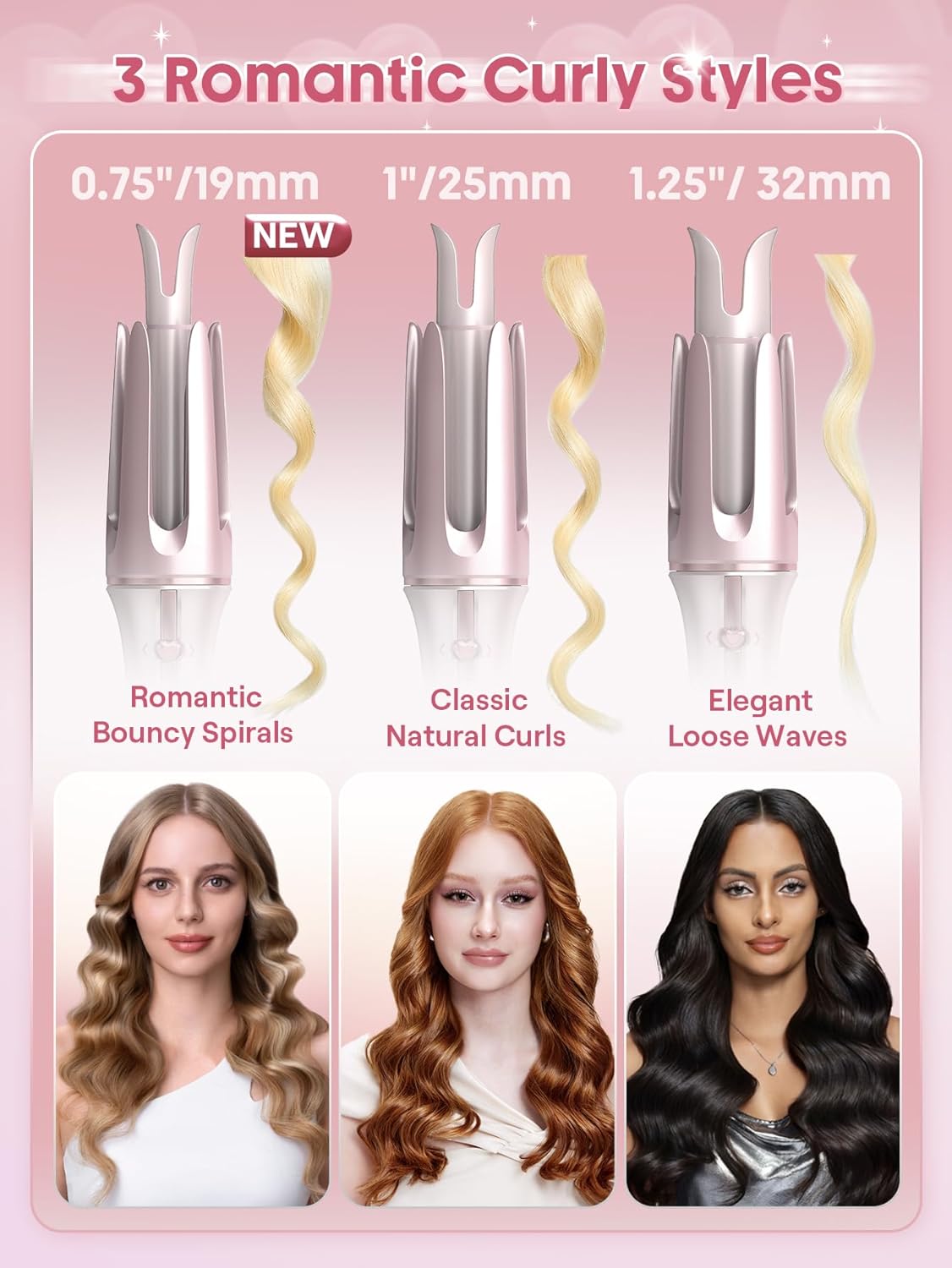 Pink Automatic Curling Iron | SHEGLAM Gift Hair Curler encalife