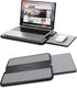 Portable laptop lap desk with retractable left right mouse tray