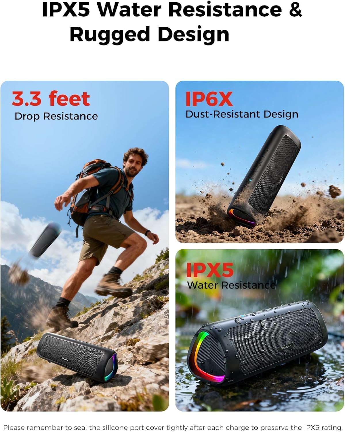 Powerful 20W Waterproof Bluetooth Speaker With Lights encalife