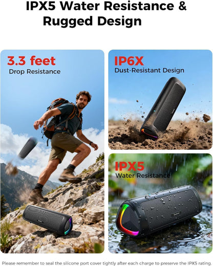 Powerful 20W Waterproof Bluetooth Speaker With Lights encalife