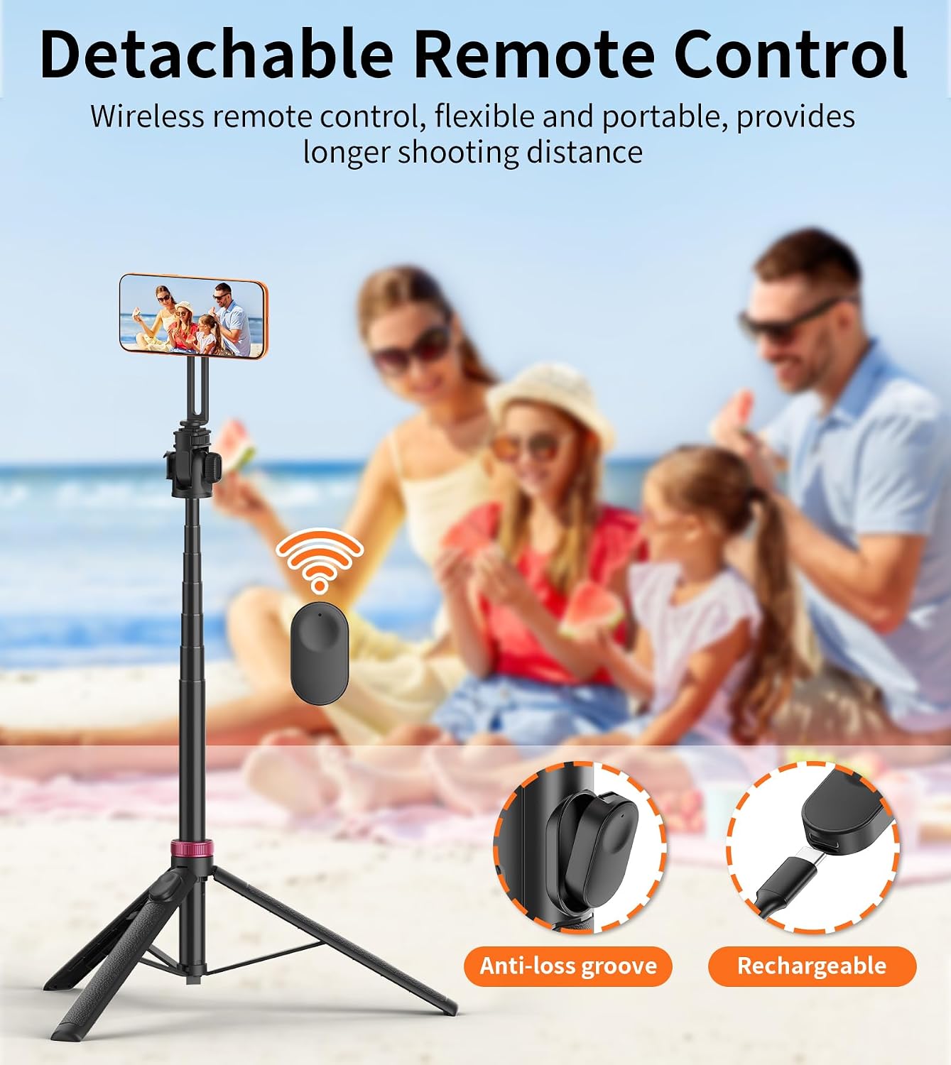 69-Inch Magnetic Phone Tripod With Rechargeable Remote encalife