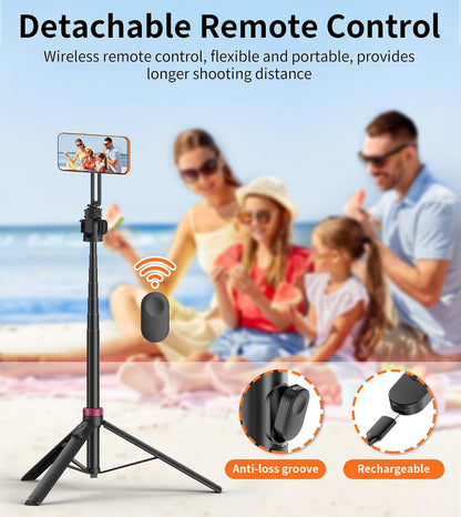 69-Inch Magnetic Phone Tripod With Rechargeable Remote encalife