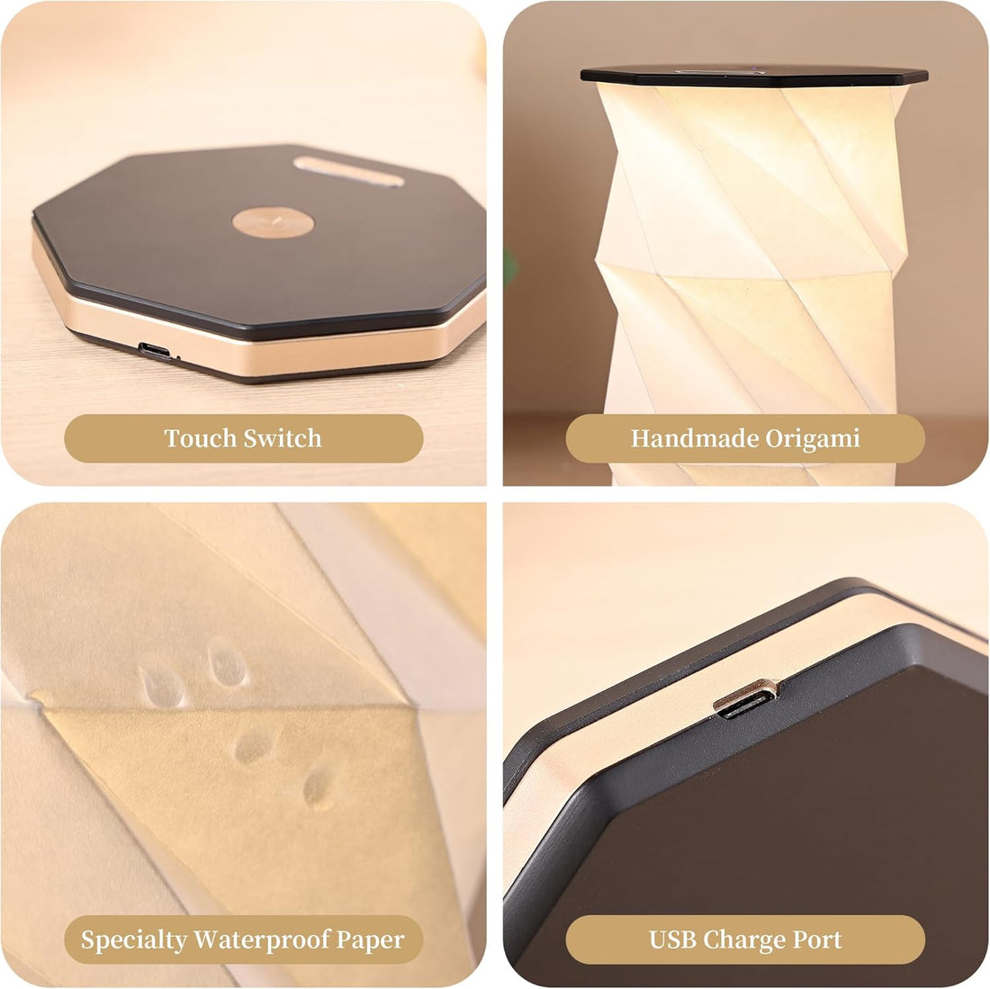 Foldable Rechargeable Travel Lamp With Warm Touch Dimming encalife