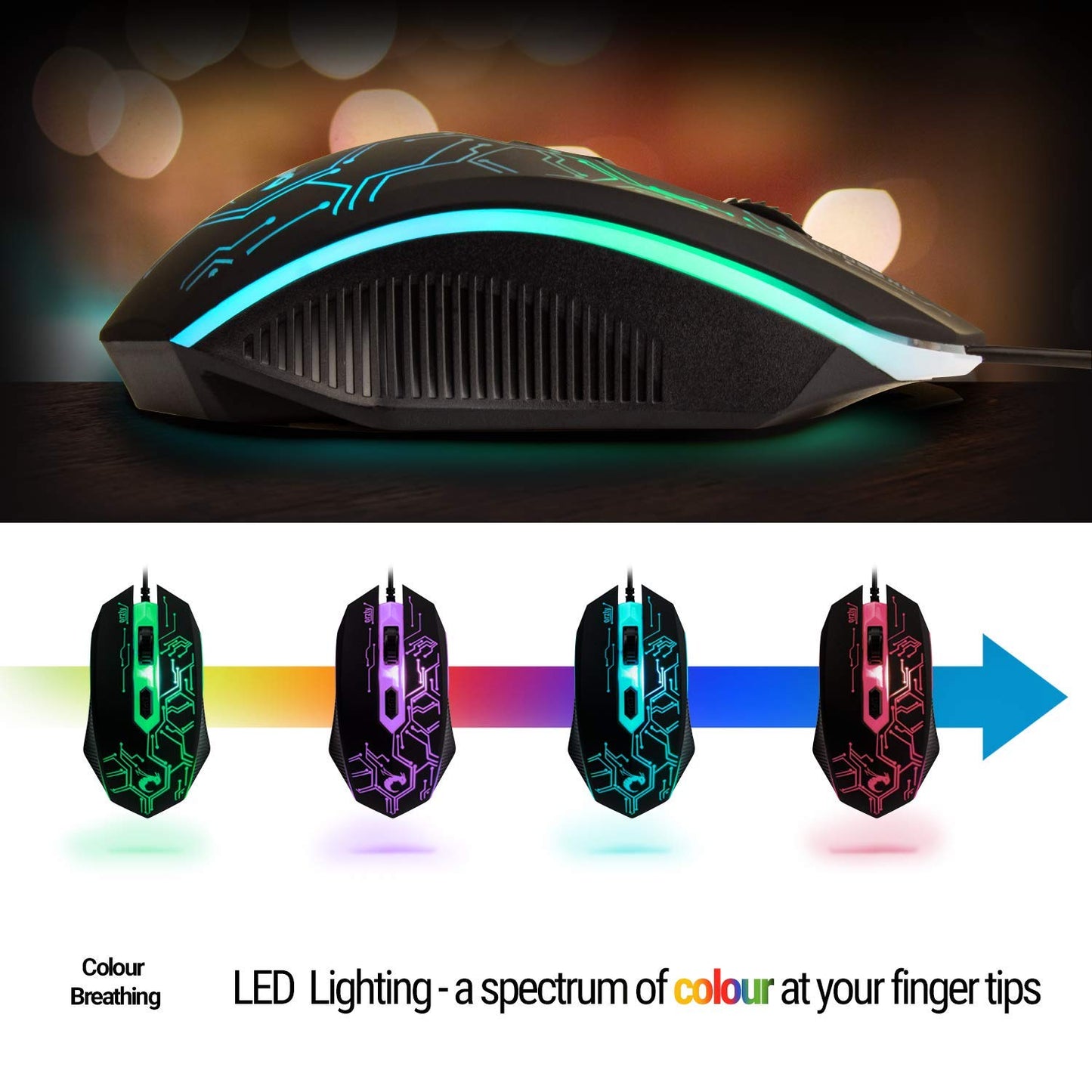 RGB Gaming Keyboard Mouse Headset Combo 4-in-1 Bundle encalife