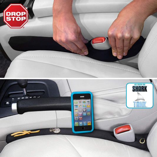 Universal black neoprene car seat gap filler pair