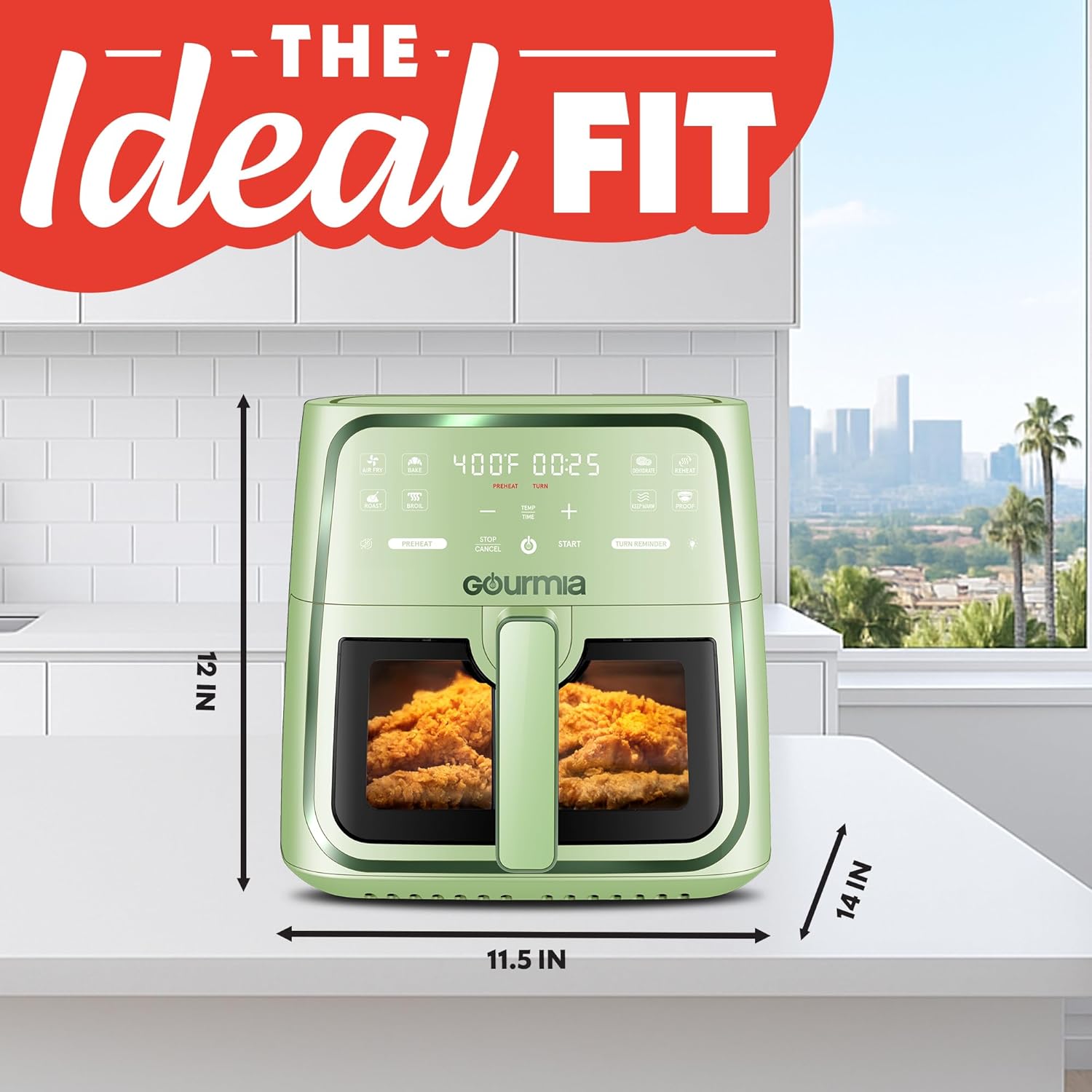 Digital Air Fryer I Window & Light I Green encalife