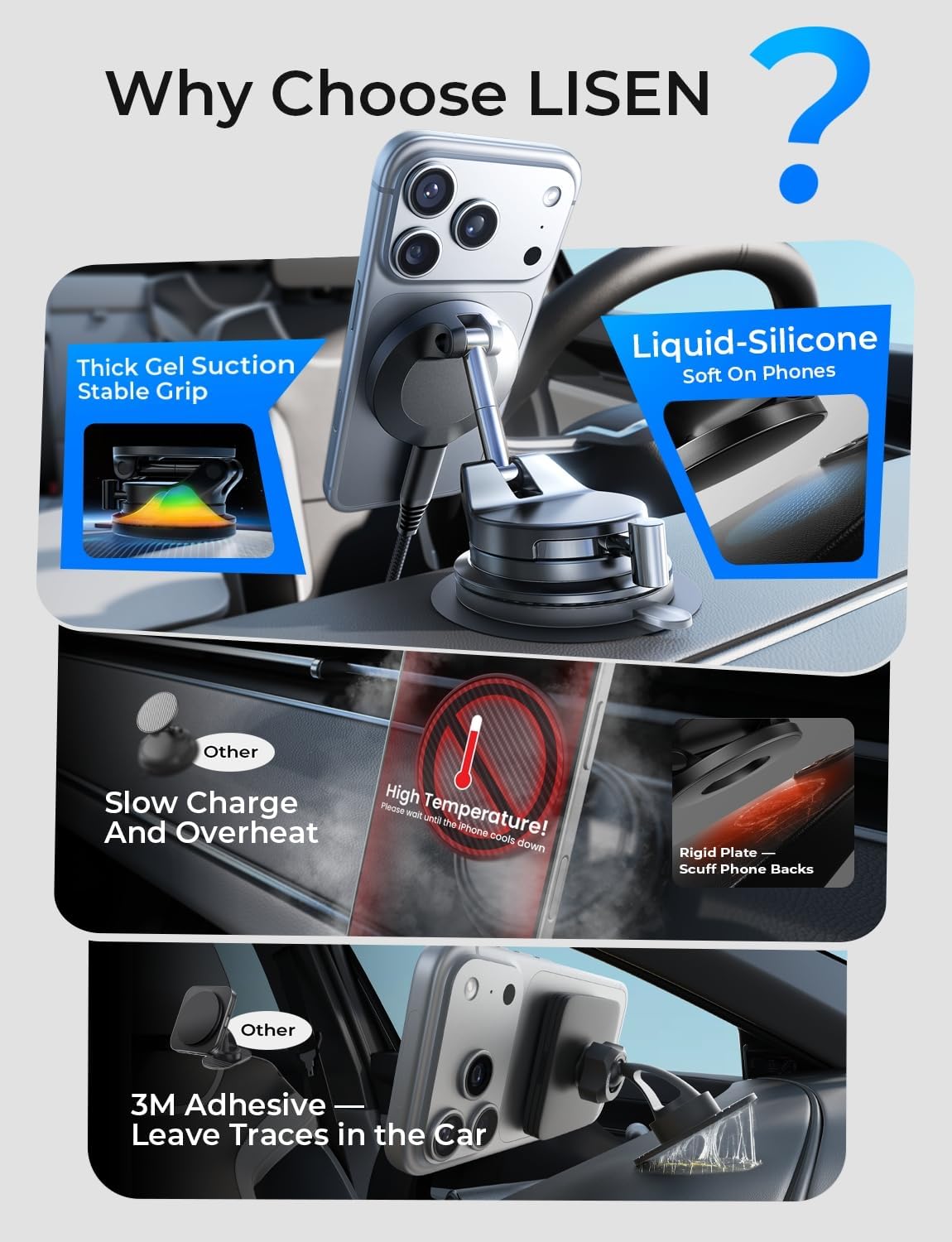 Magnetic MagSafe Car Mount Phone Charger Lever-Lock encalife