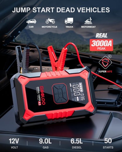 GOOLOO A3 Jump Starter Tire Inflator Kit encalife