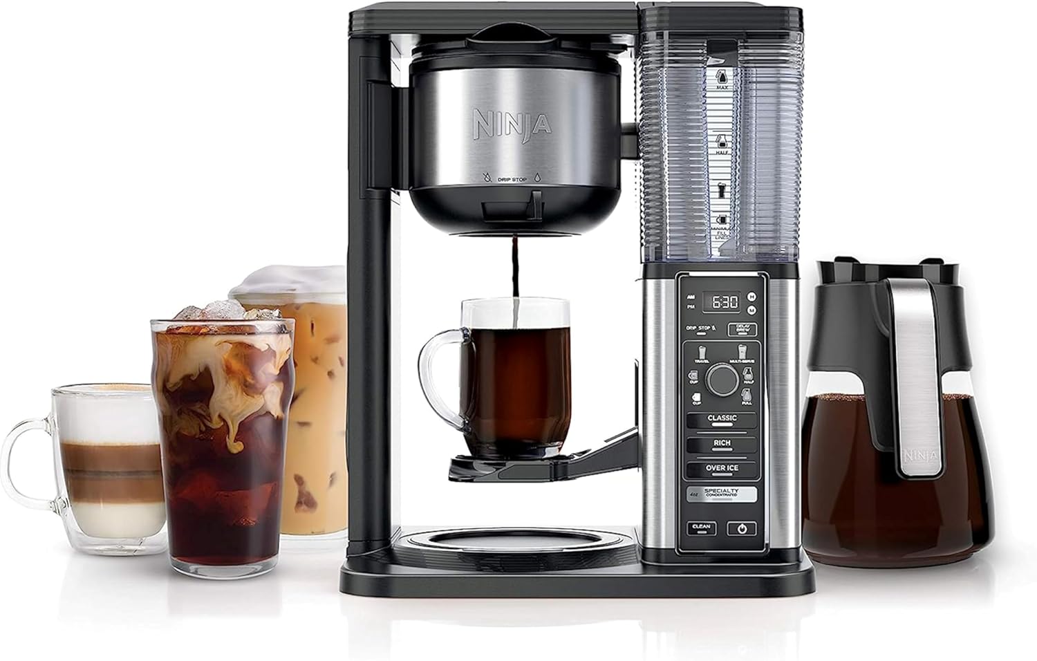 cup hot iced coffee maker with built-in milk frother