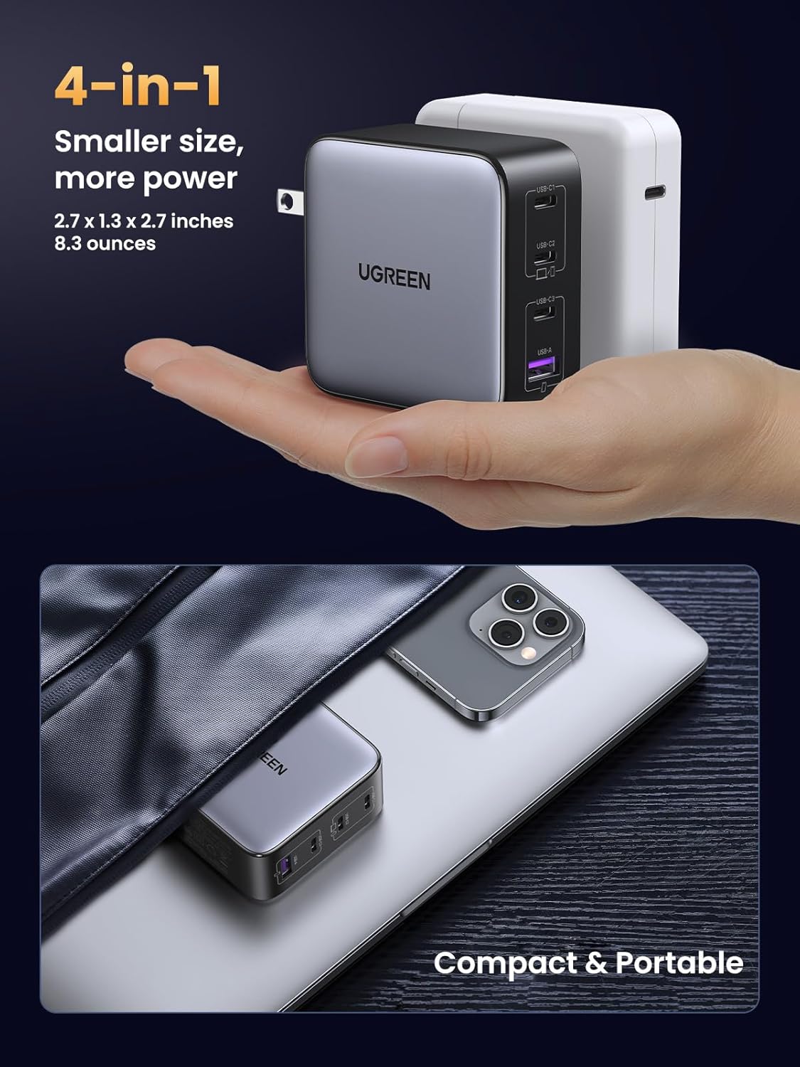 100W GaN USB-C Fast Multiport Laptop Charger encalife