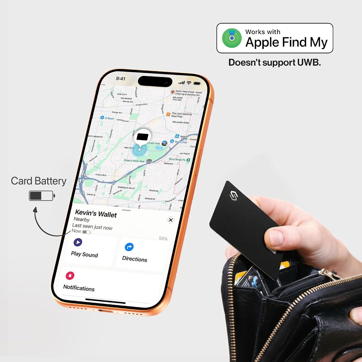 Ultra-Slim Wallet Tracker Card for Apple Users encalife