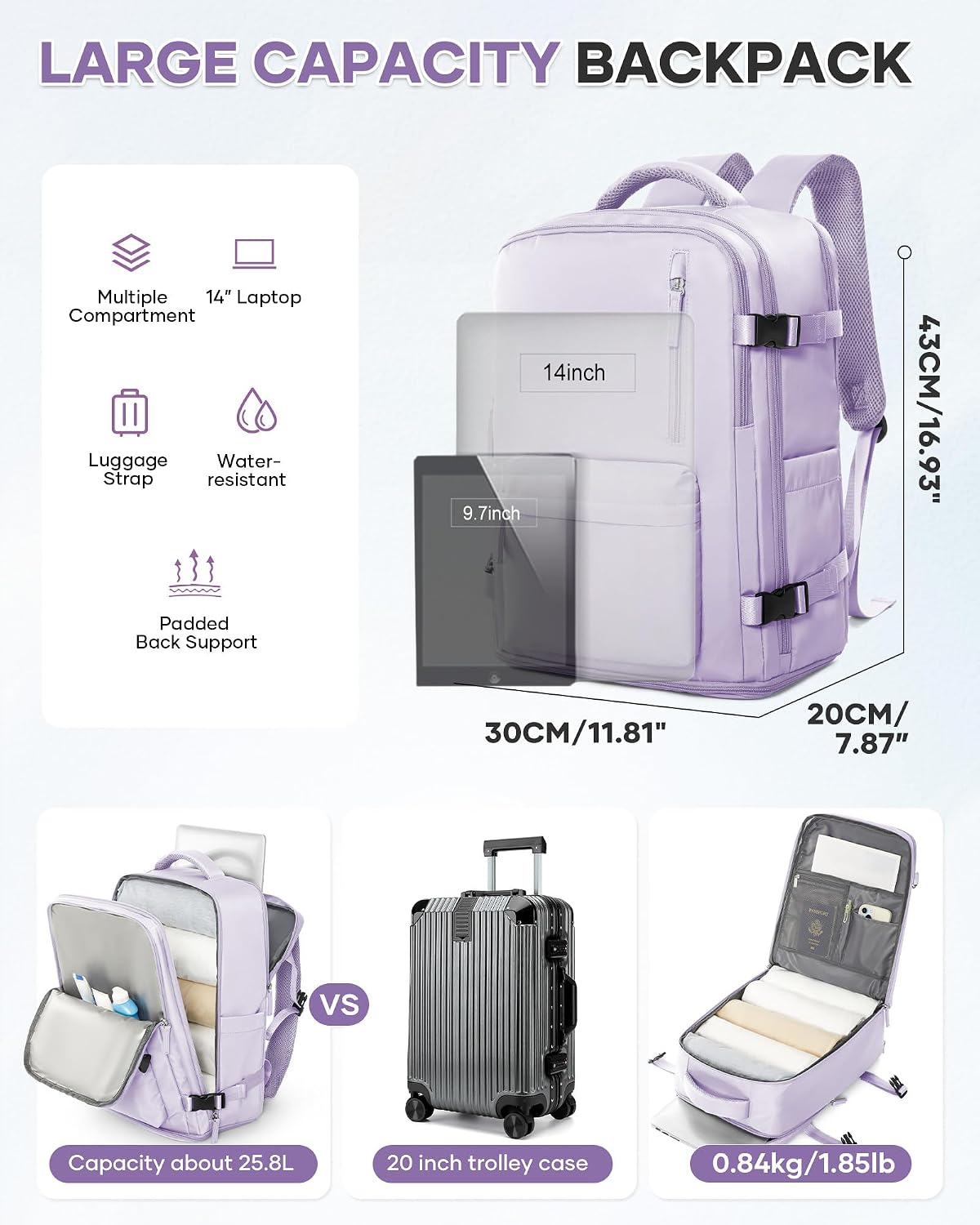 Carry-On Backpack with Shoe Compartment | Carry on luggage encalife
