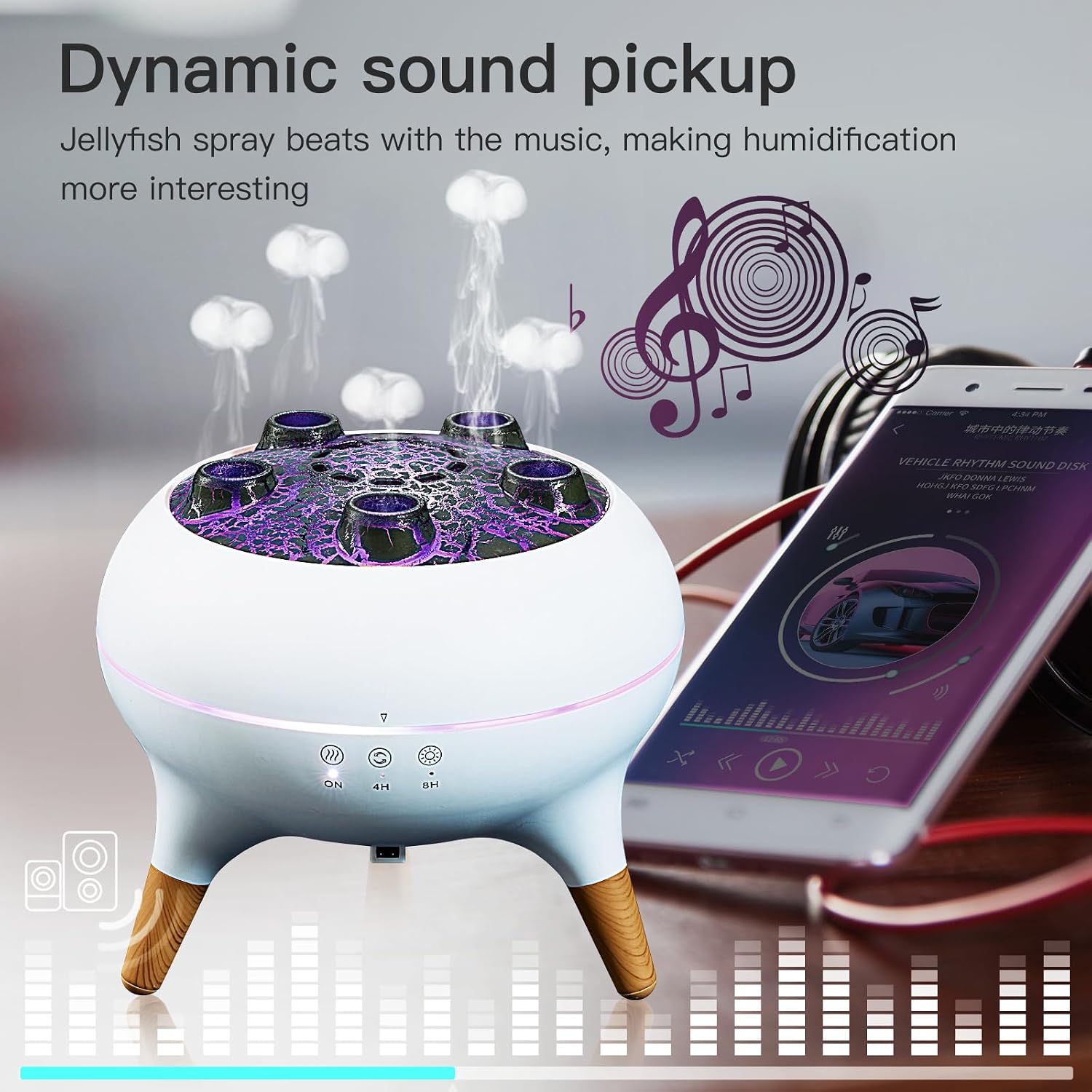 Jellyfish Humidifier Diffuser With Mist Light Remote encalife