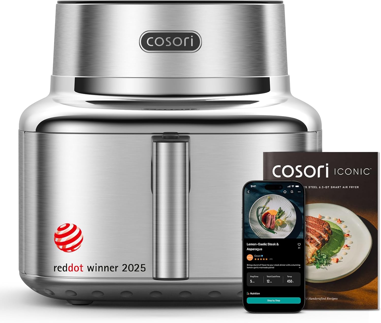 6.5-quart stainless steel smart ceramic air fryer for home cooking