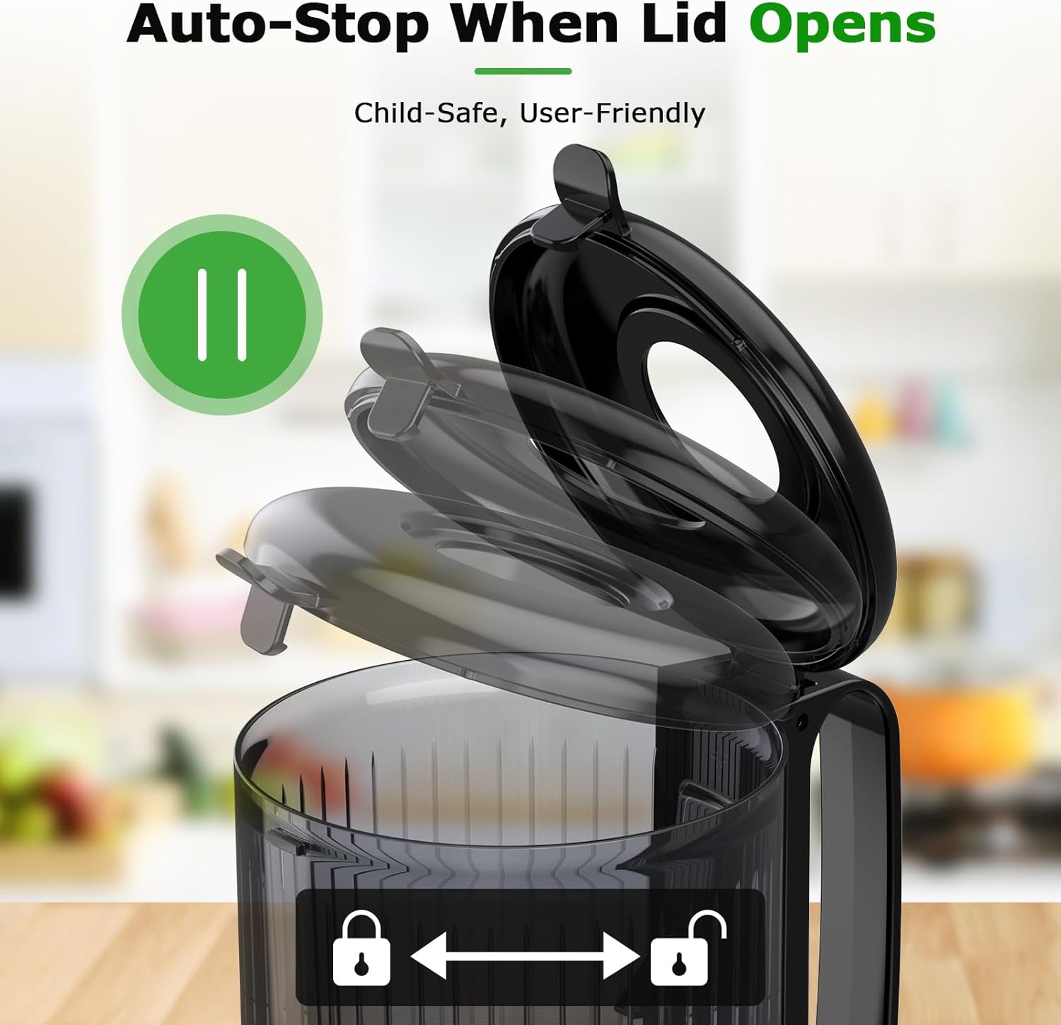 Electric Juicer Cold Press | 5.1” Wide Chute Slow Masticating encalife