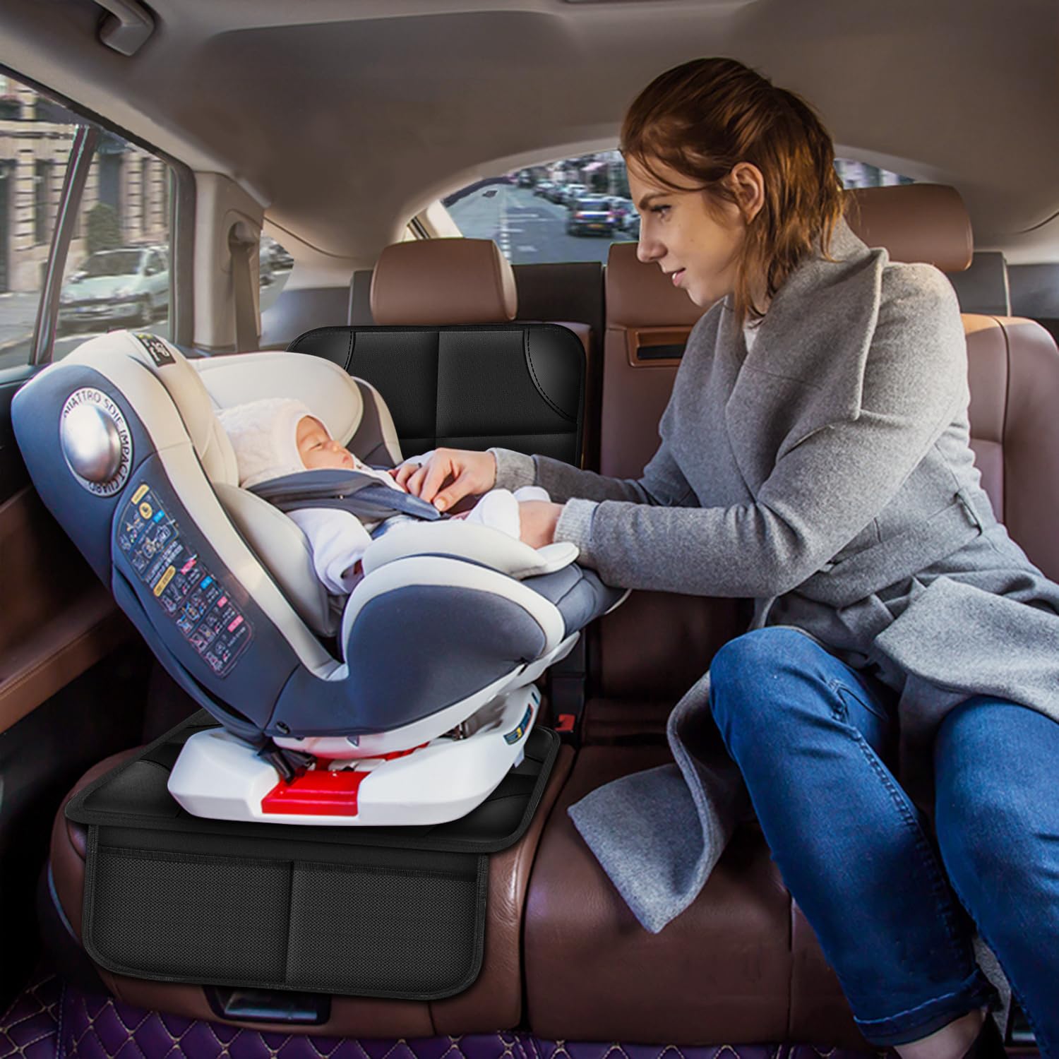Waterproof Child Car Seat Protector 2 Pack Black encalife