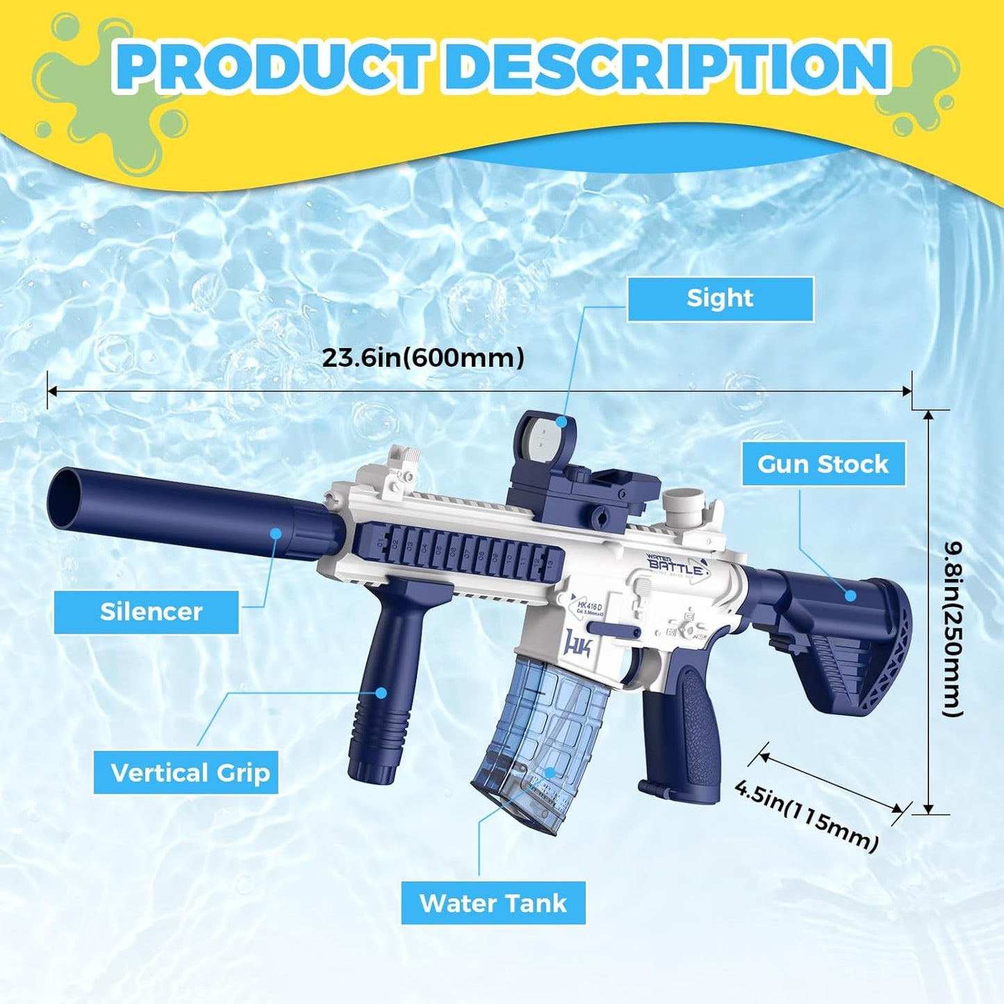Electric Water Gun | Rechargeable Long Range Water Blaster Toy encalife