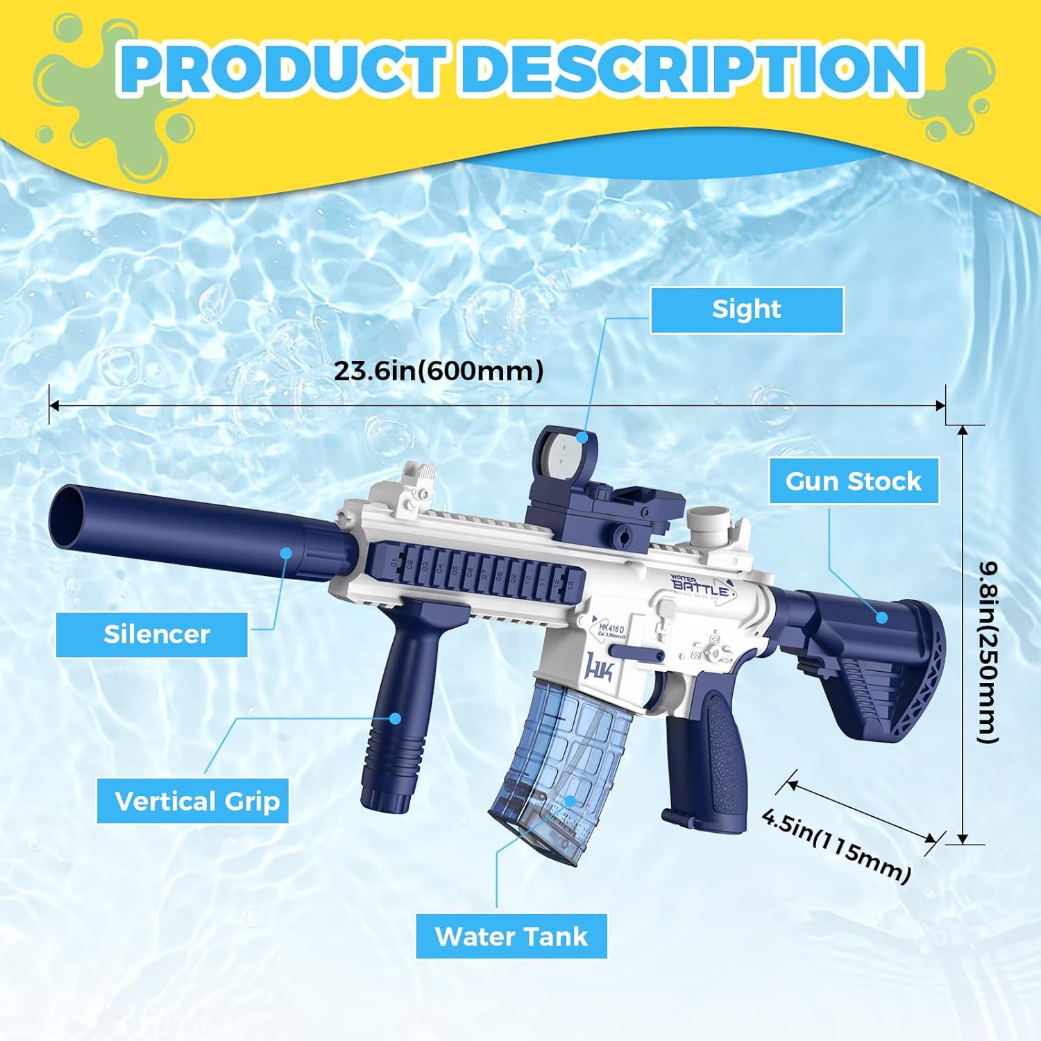 Electric Water Gun | Rechargeable Long Range Water Blaster Toy encalife